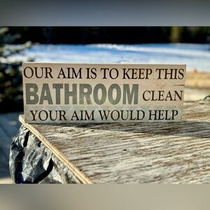Humorous Bathroom Wall Sign - Cream and Gray